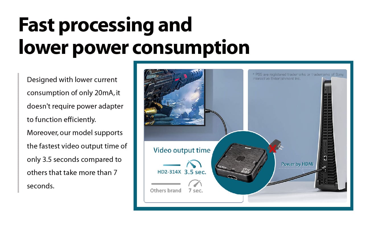 HD2-314X | HDMI 2.1 (8K) switch - 3 inputs 1 output