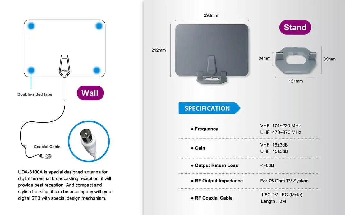 Low noise amplified digital TV antenna