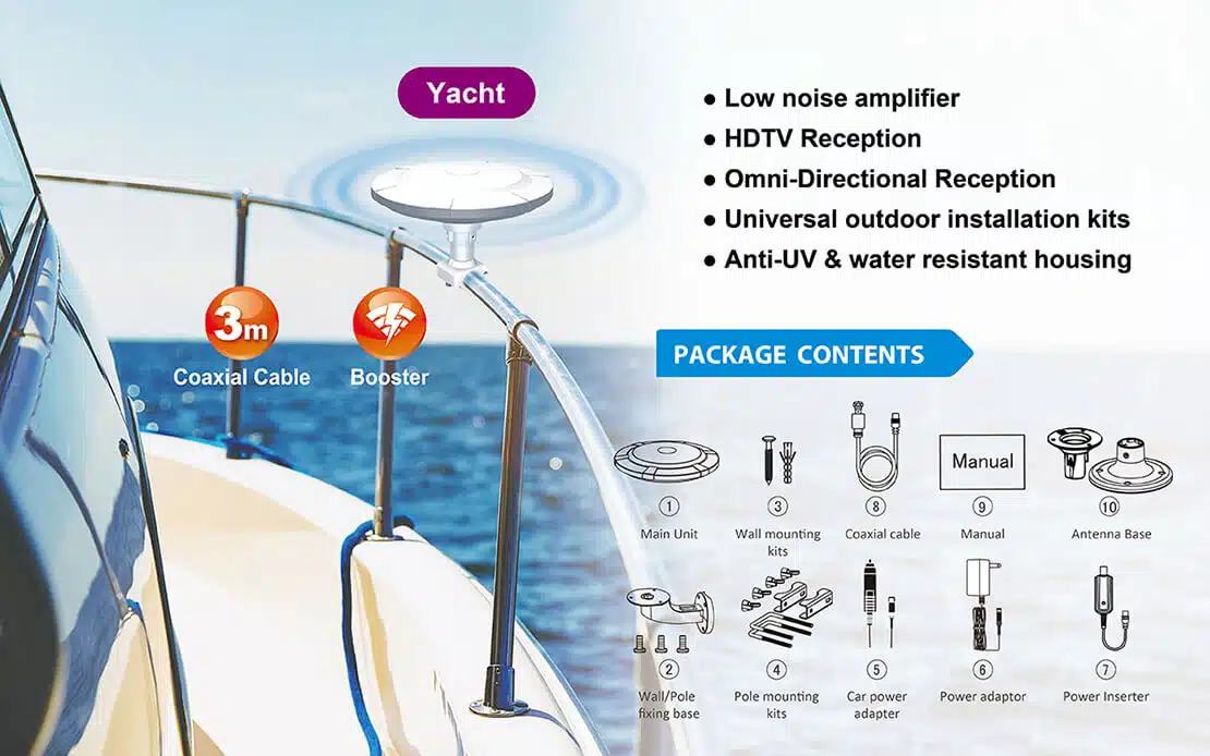 Low noise amplified digital TV antenna