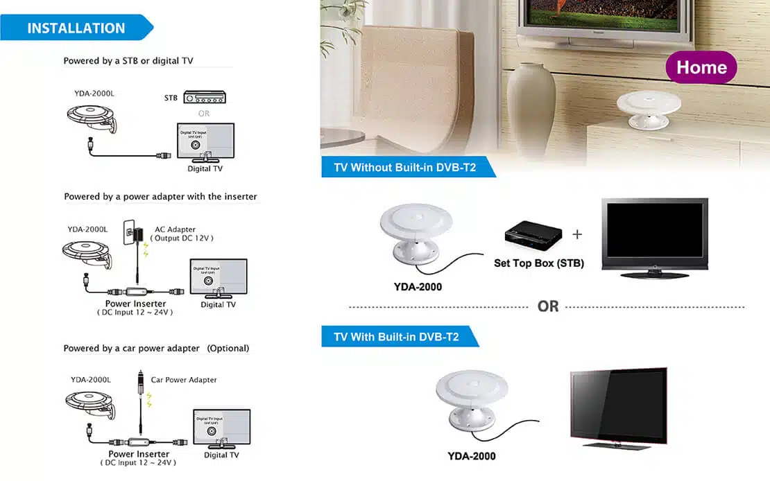 Low noise amplified digital TV antenna